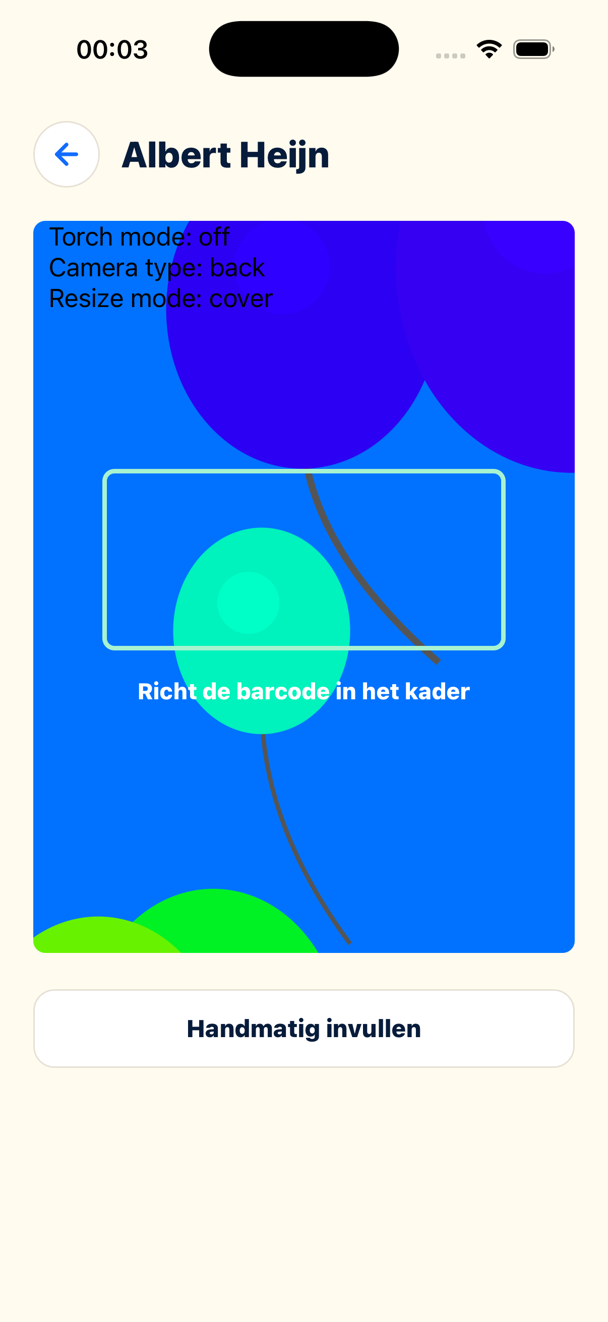 TappDeck barcodescanner scherm